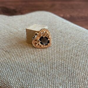 Rose Gold Heart Charm with Smoky Quartz Stone